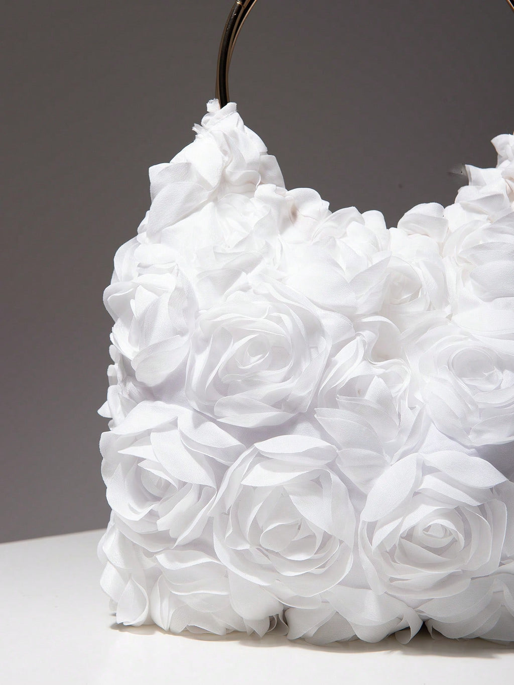 Exquisite Floral Bag For Women. White