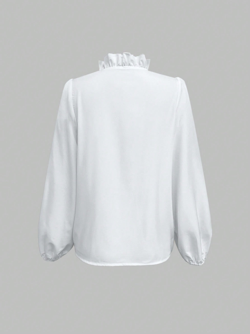 Ruffle Trim Lantern Sleeve Blouse Long Sleeve Top