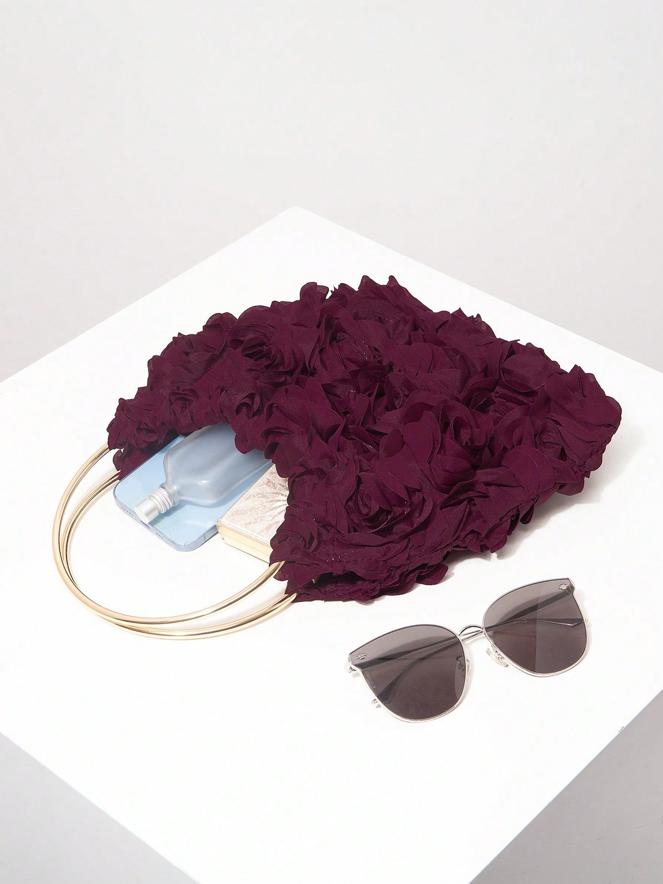 Exquisite Floral Bag For Women. Burgundy