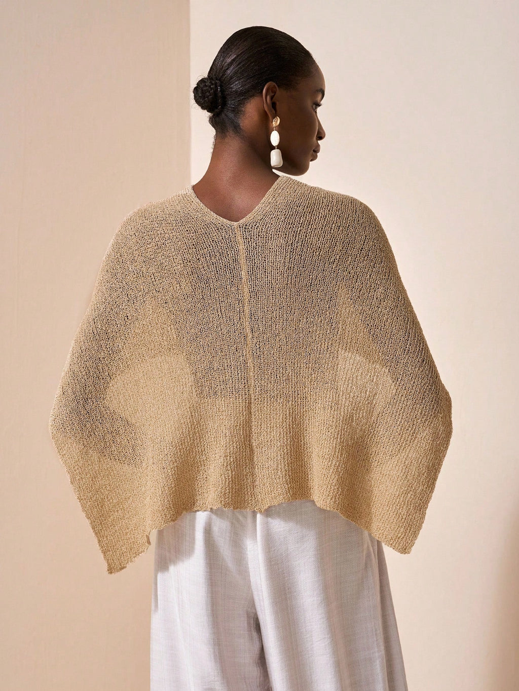 Poncho, Versatile Knitted Cape with Thin Straps, Asymmetrical Shoulder Design