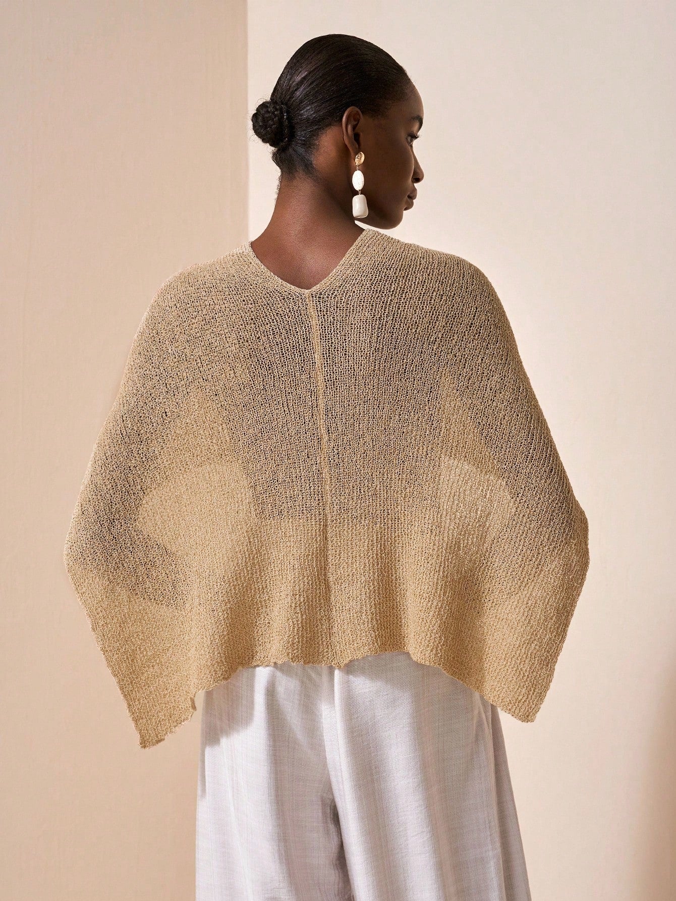Poncho, Versatile Knitted Cape with Thin Straps, Asymmetrical Shoulder Design
