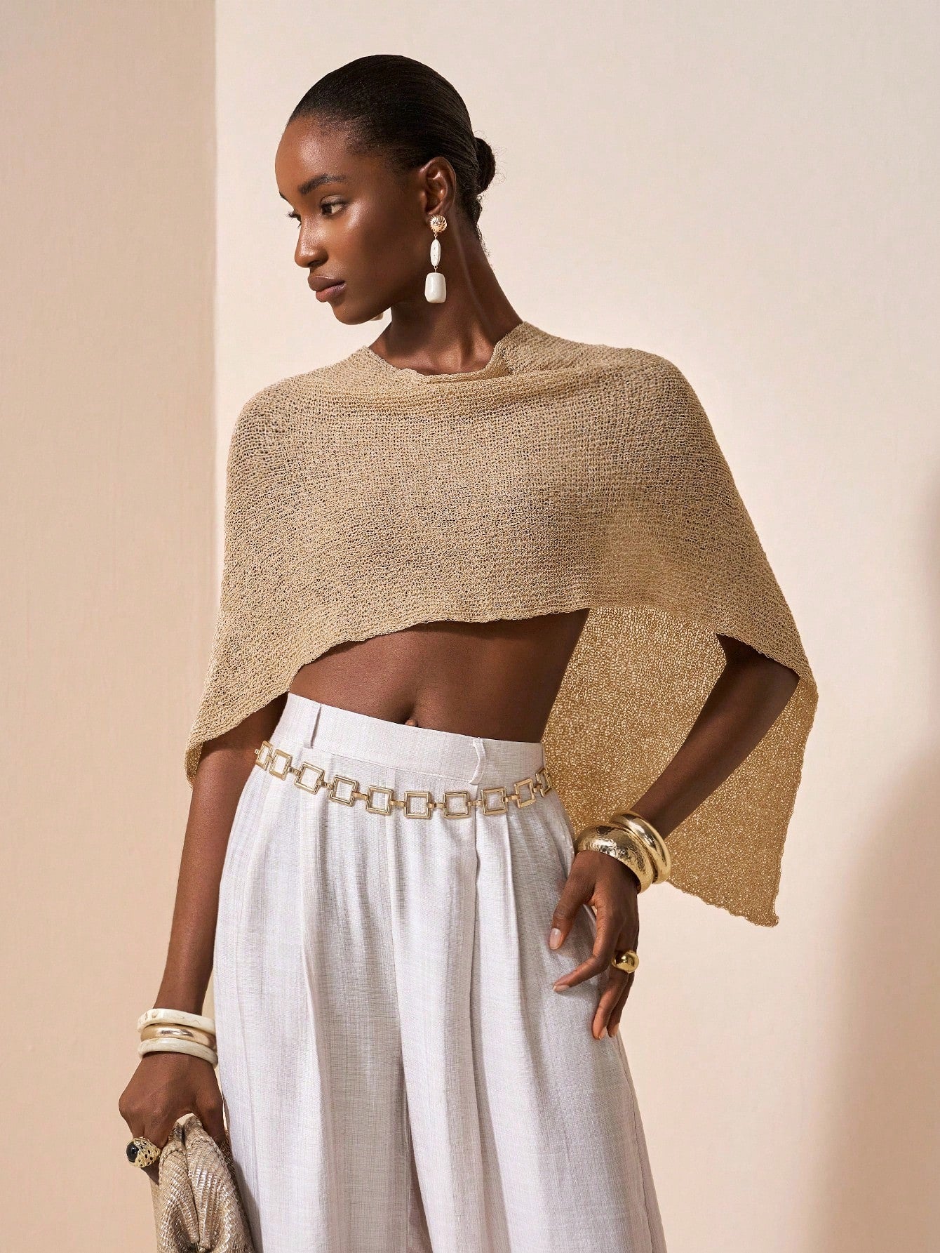 Poncho, Versatile Knitted Cape with Thin Straps, Asymmetrical Shoulder Design