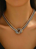 Minimalist Multi-Layer Spiral Snake Chain Necklace, Geometric Design,
