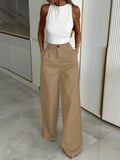 Women's Casual Spring Wide Leg Trousers. Beige